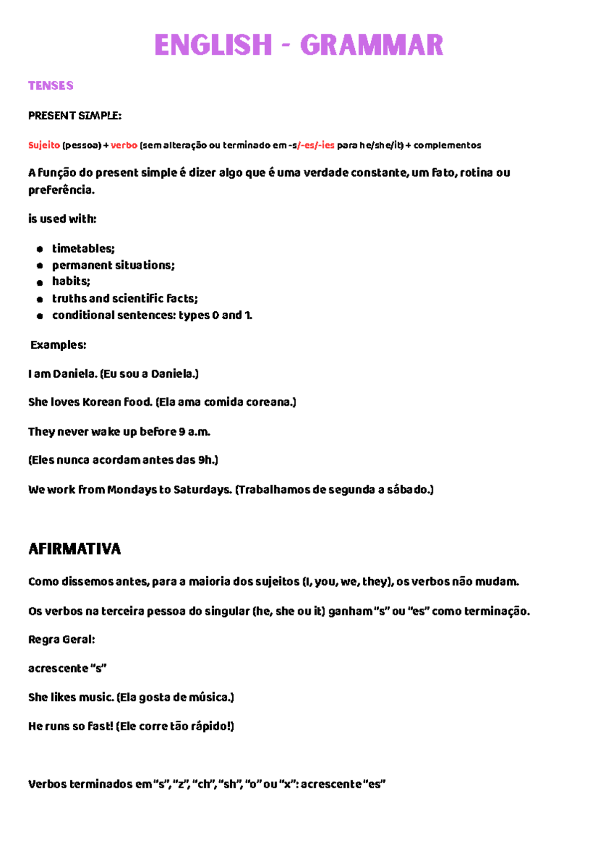English - tenses / relative clauses / reported speech - ENGLISH ...