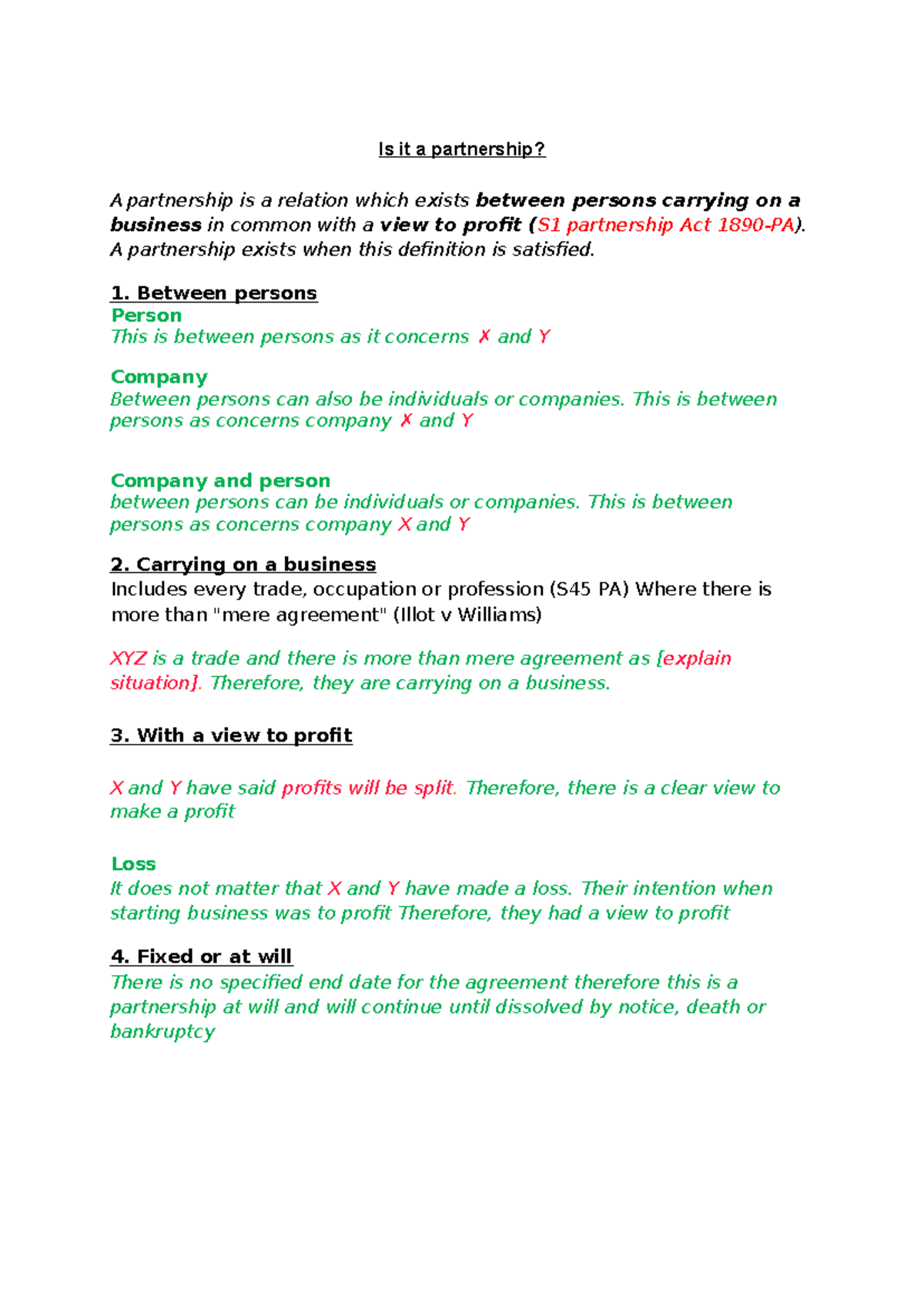 BLP 101: Understanding Partnerships - Model Answer Structure - Studocu