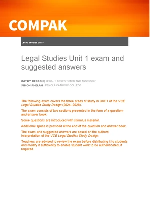 Legal Studies Unit 1 Practice SAC: Presumption of Innocence Test - Studocu