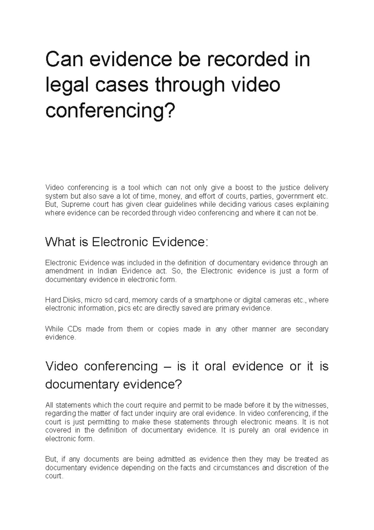 Recording Evidence through Video Conferencing: Legal Guidelines and ...