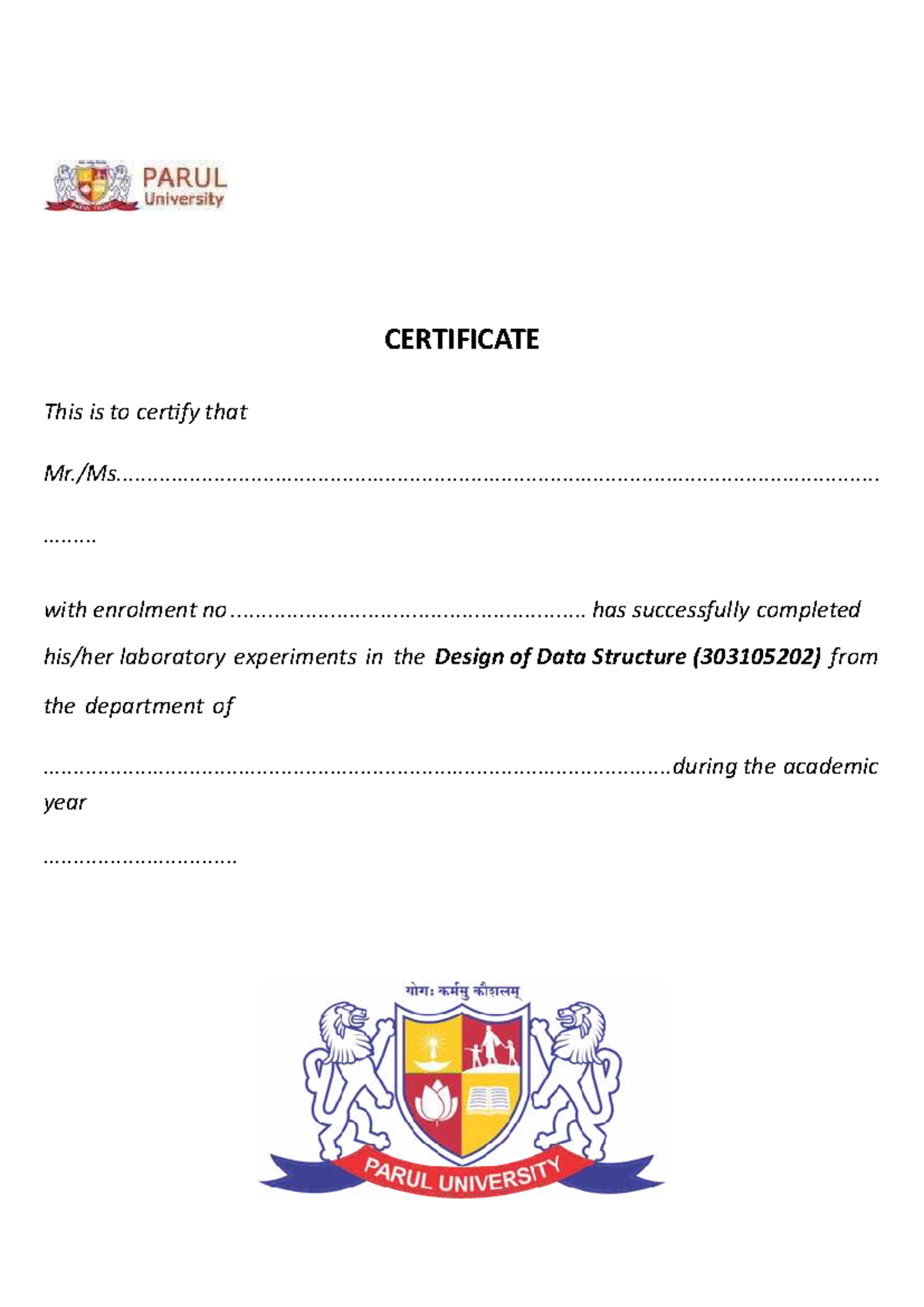 DDS LAB Manual-( Certificate) - CERTIFICATE This is to certify that ...