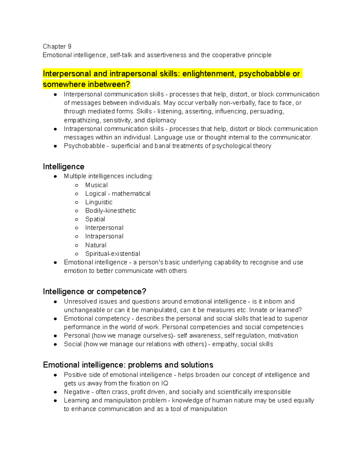Interpersonal Communication Skills: Insights and Strategies (Chapter 9 ...