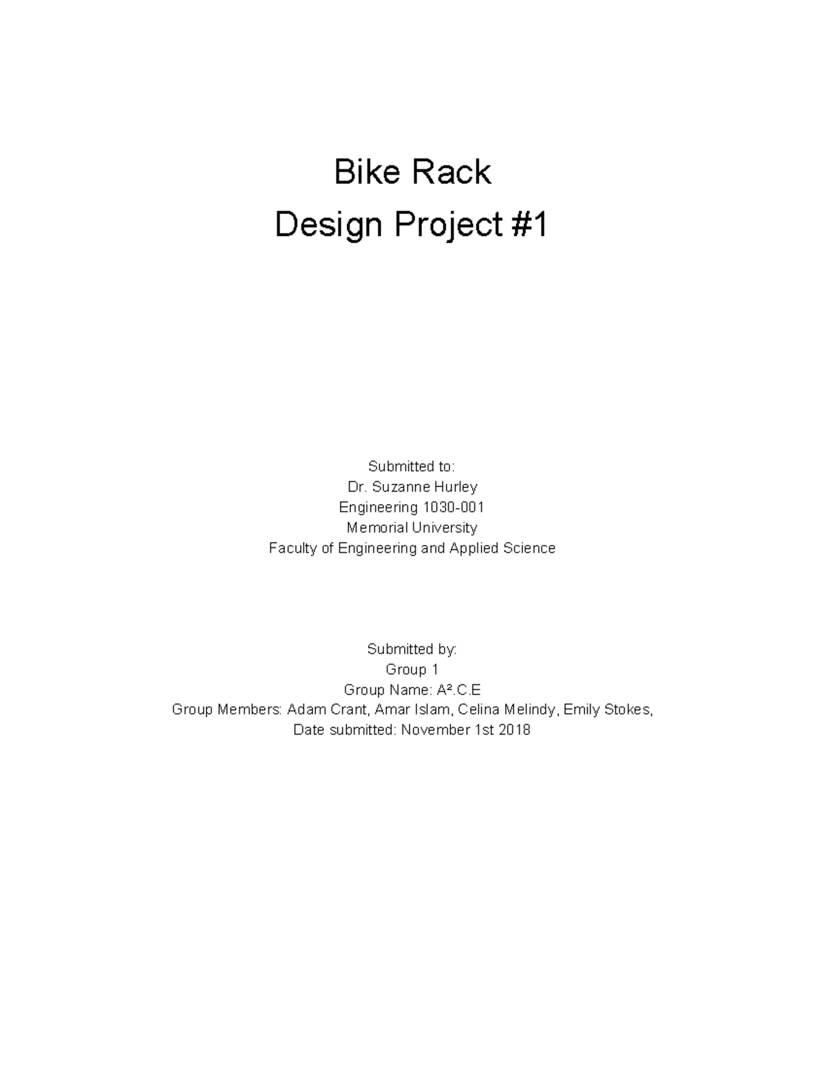 1030 Final Design Report on Innovative Bike Rack Solutions - Studocu