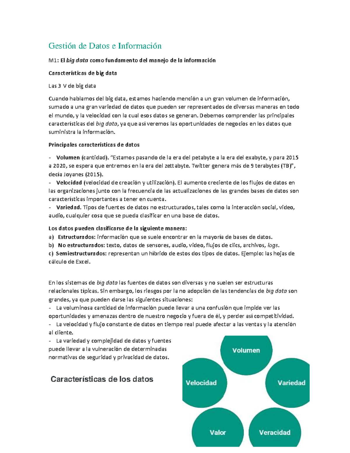 Gestión de Datos e Información M1-M2: Fundamentos y Características del ...