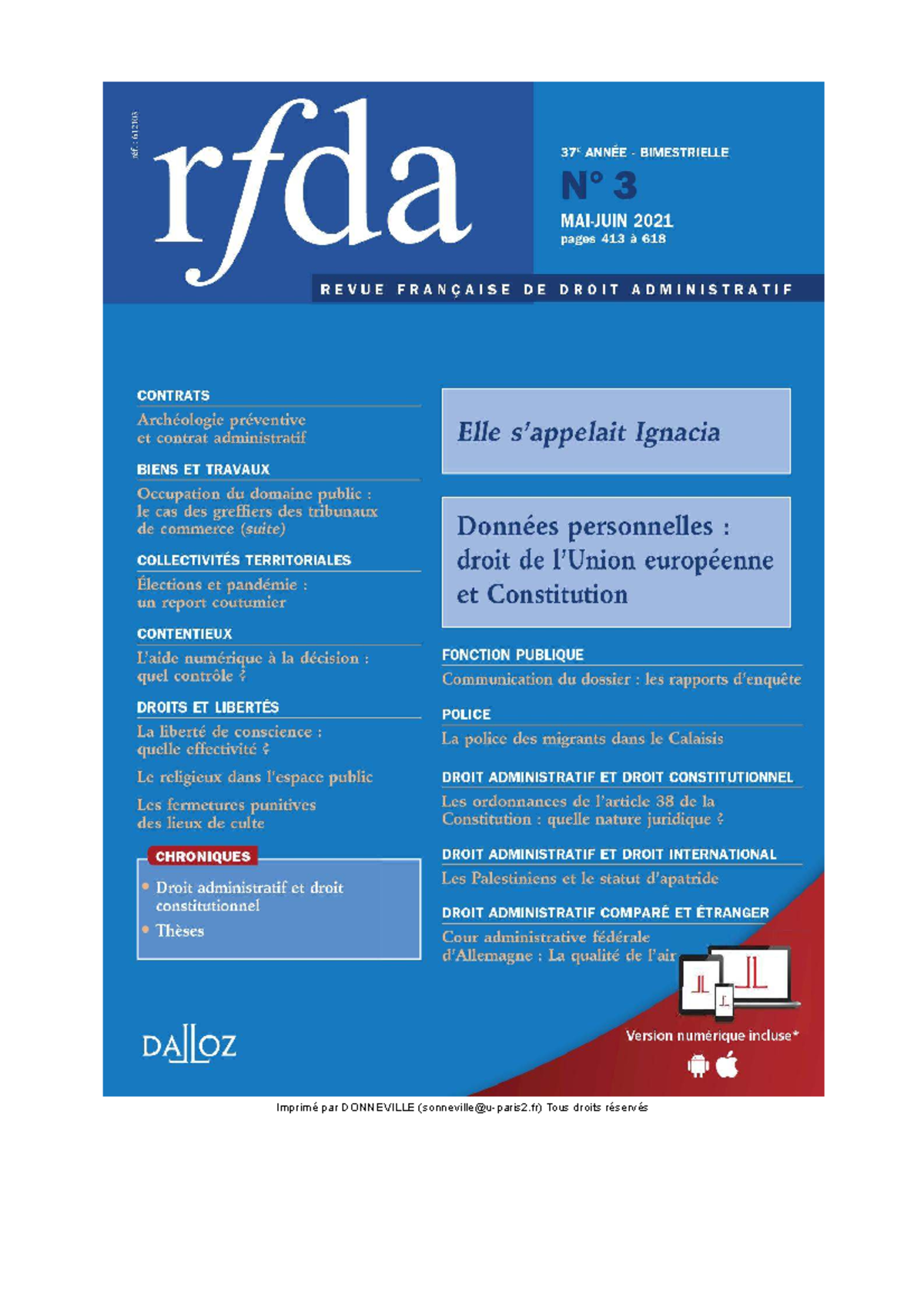 RFDA - 202103 Article de Frédéric Rollin Elle s'appelait Ignaciasur ...