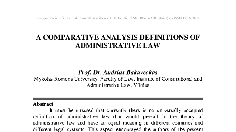 Comparative Analysis of Administrative Law Definitions - EU Law 2014 ...