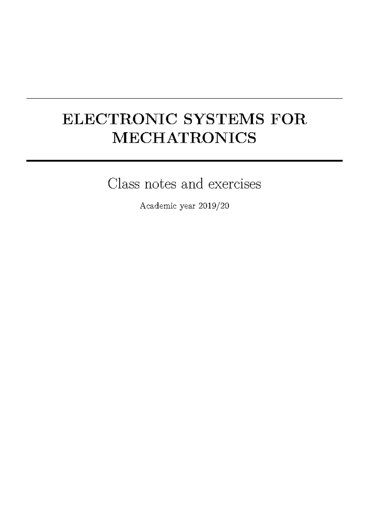 ES4M Mechatronics: Class Notes & Exercises on Electronic Systems - Studocu
