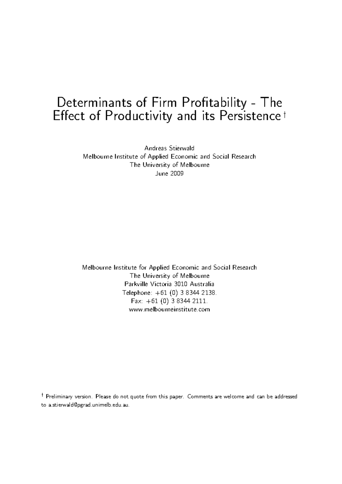 Determinants of Firm Profitability the e - Determinants of Firm ...