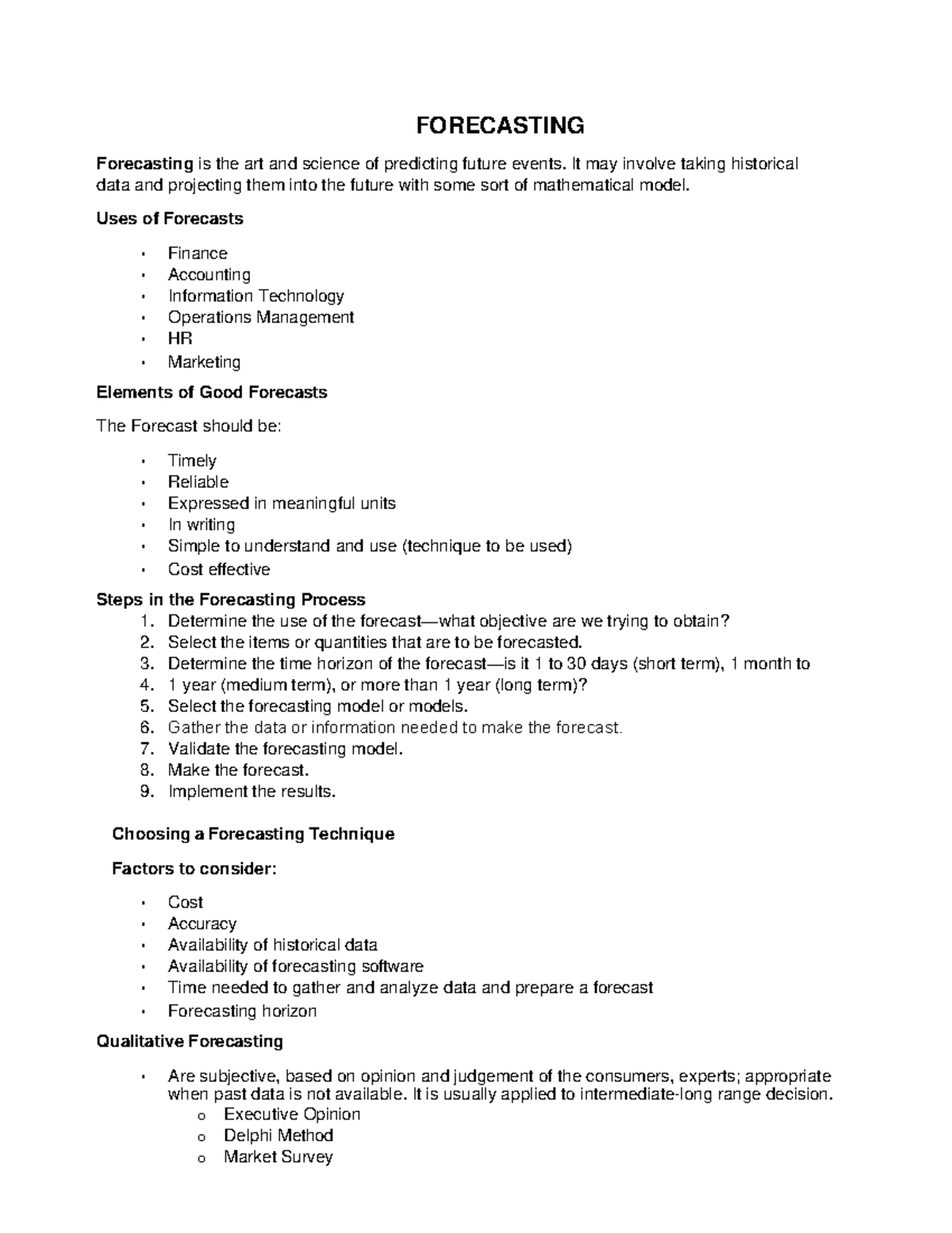 Forecasting Techniques and Models: A Comprehensive Guide (Course Code ...