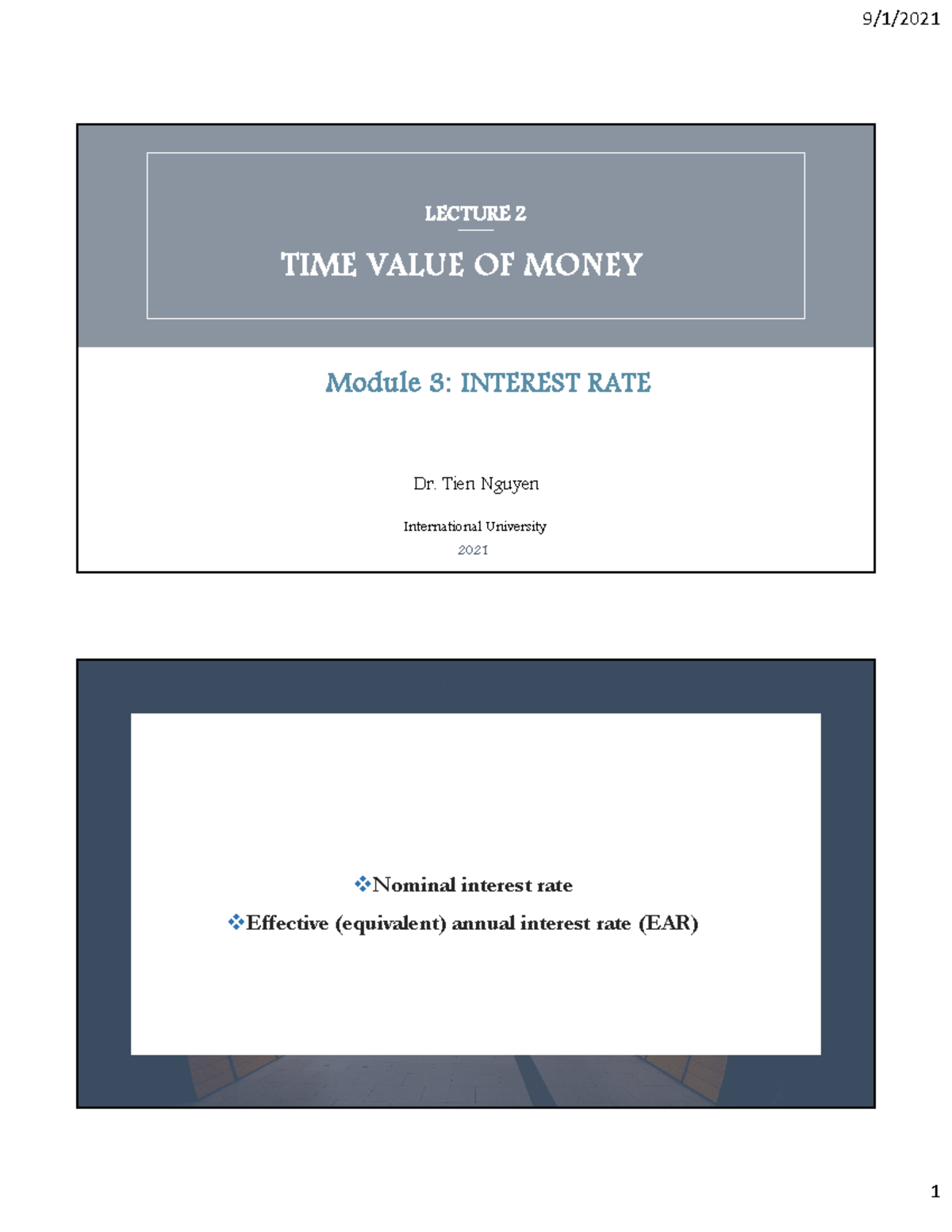 IUFM Lecture 2 Module 3 Interest Rate - Dr. Tien Nguyen 2021 ...