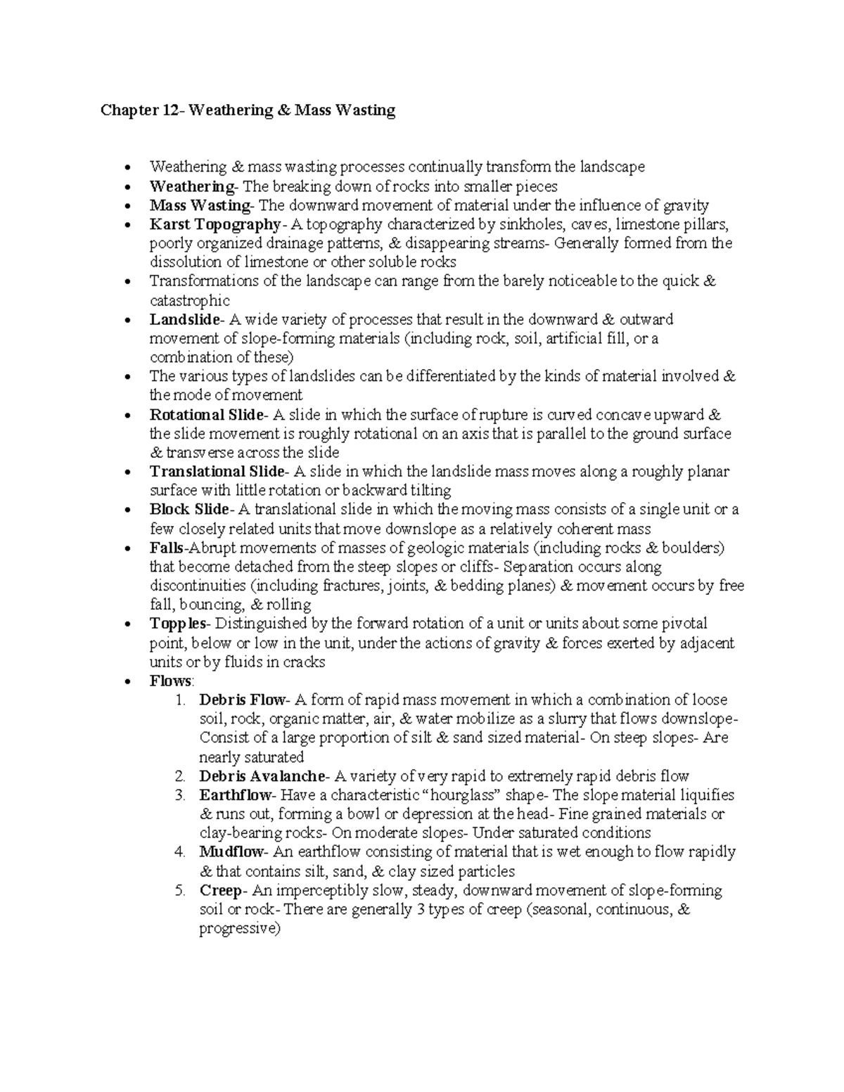 GEOG 1113 - Chapter 12: Weathering and Mass Wasting Processes - Studocu