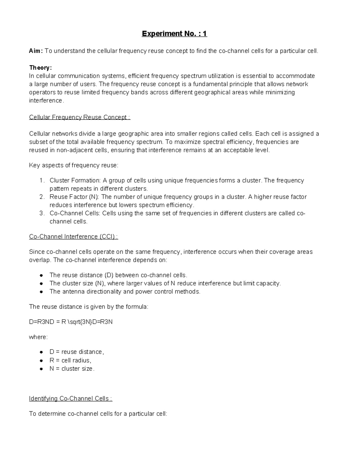 Mobile Computing Lab Manual: Cellular Frequency Reuse & CDMA Concepts ...