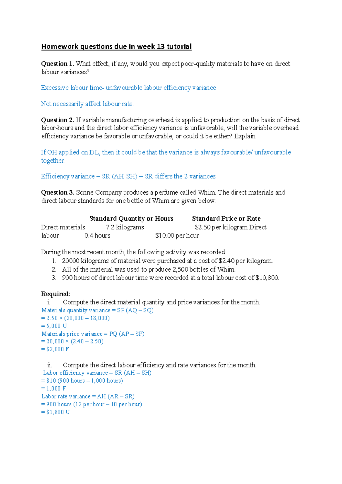 Week 13 homework questions solutions - Homework ques,ons due in week 13 ...