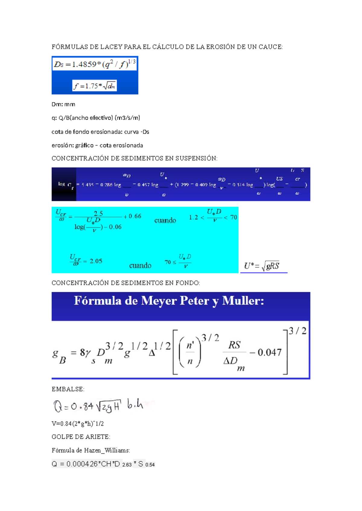 Fórmulas de Lacey para Cálculo de Erosión y Diseño de Alcantarillas ...