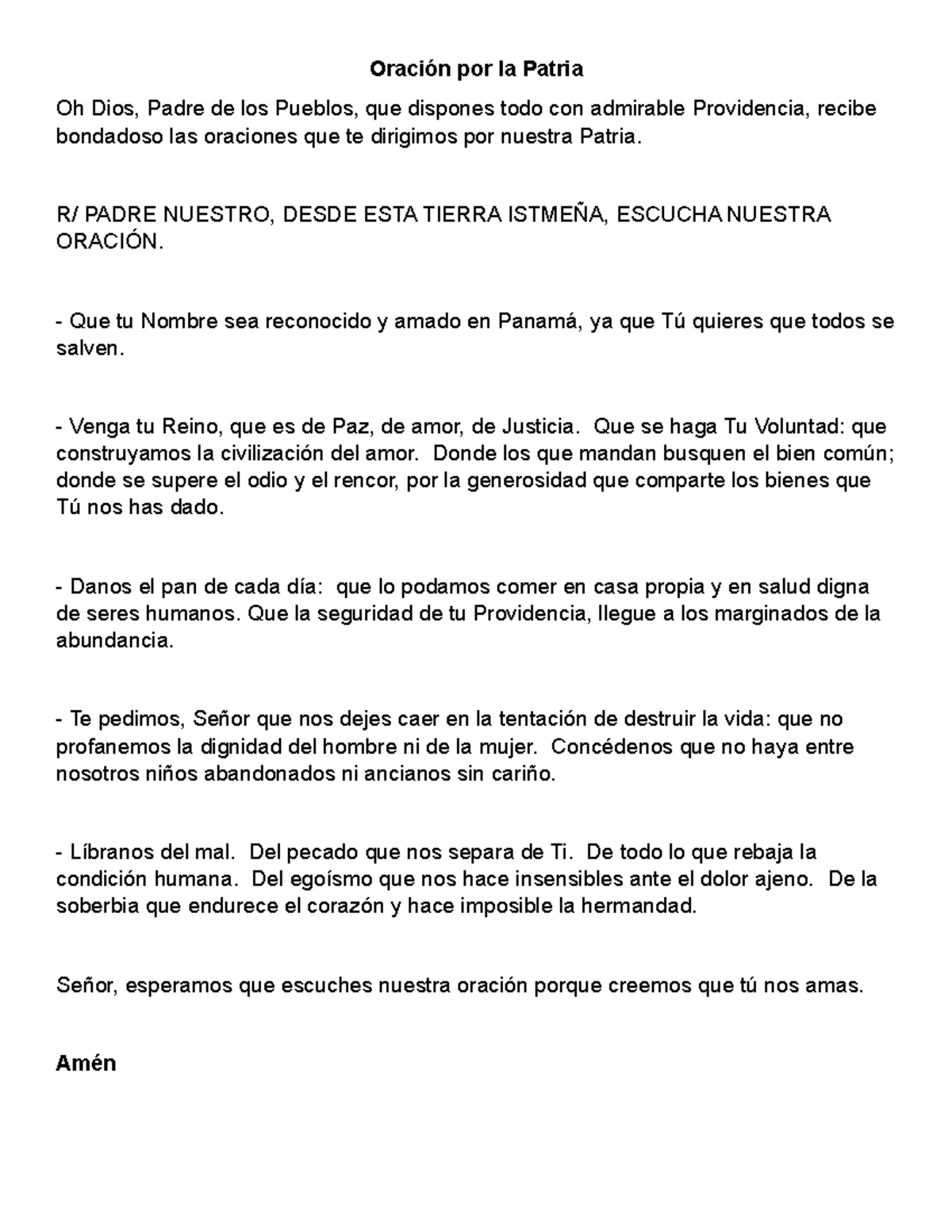Oración por la Patria y Celebración del Mes de la Patria en Panamá ...