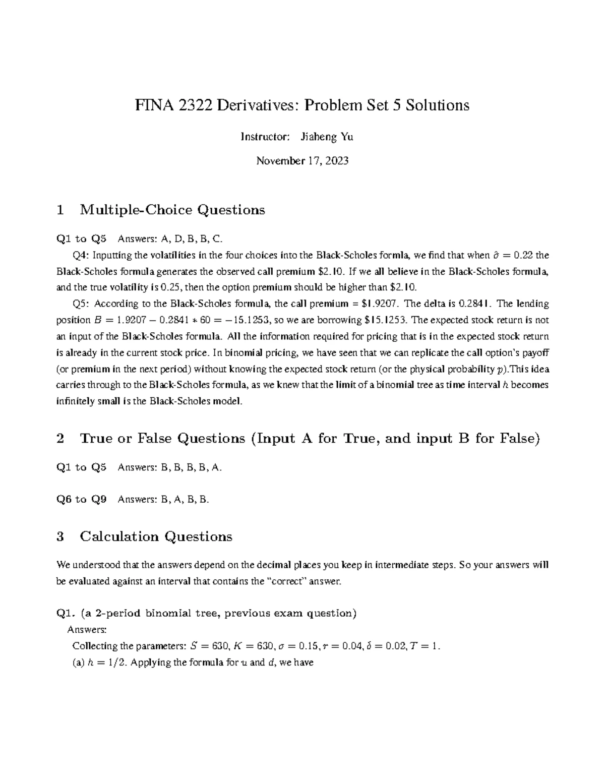 STAT3909 Life Contingencies II: Summary of Useful Formulas - Studocu