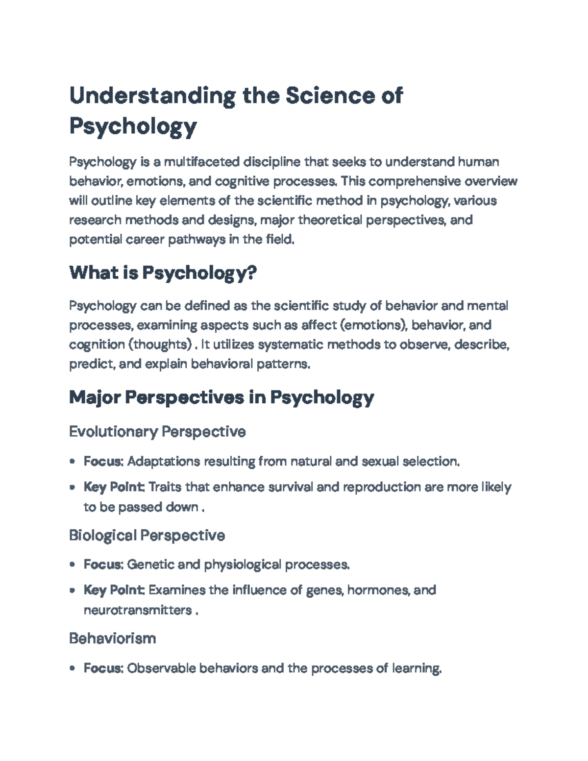 Psychology 101: Key Concepts, Research Methods, and Career Paths - Studocu