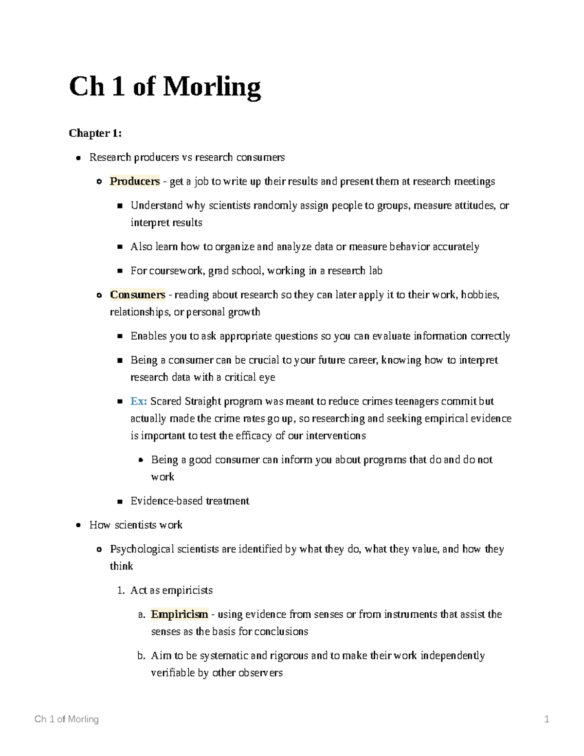 Morling Ch 1: Key Concepts of Research Producers & Consumers - Studocu