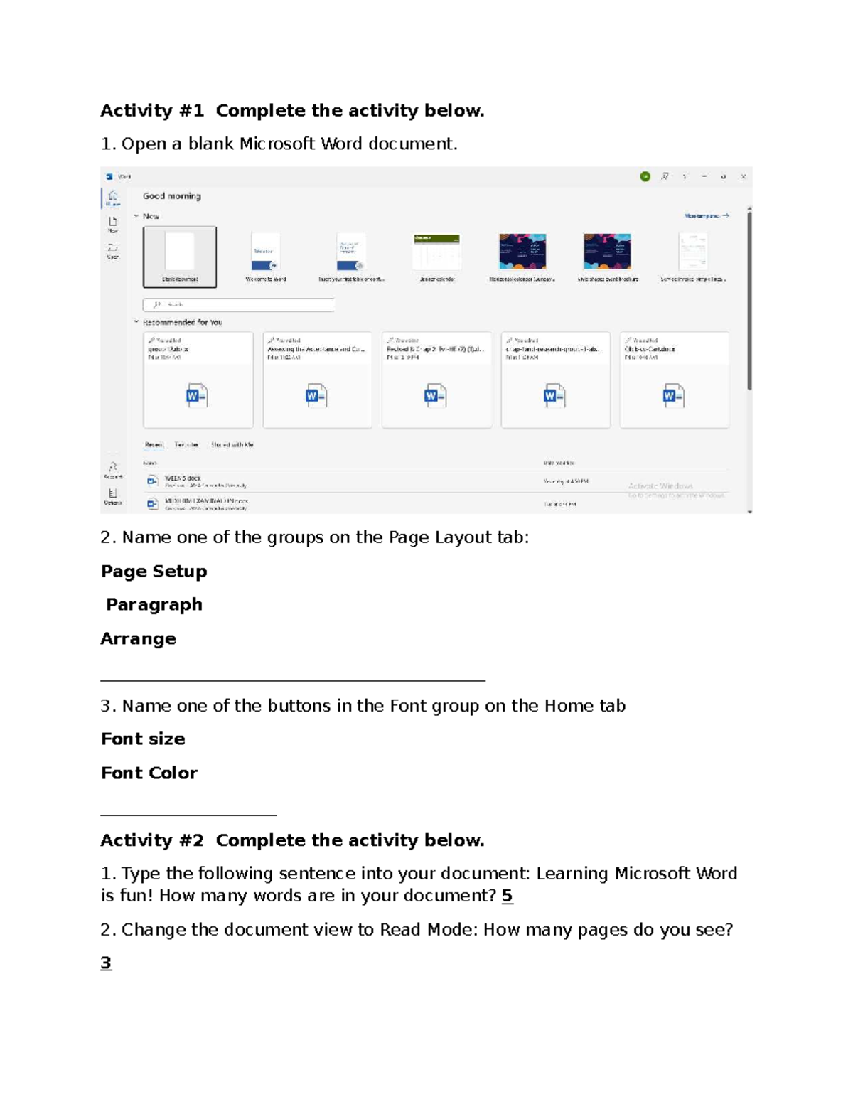 SIB-AT Microsoft Word Activity Guide: Step-by-Step Instructions - Studocu
