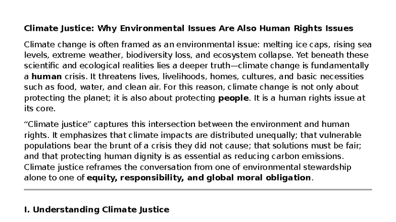 Climate Justice: The Intersection of Human Rights and Environmental ...