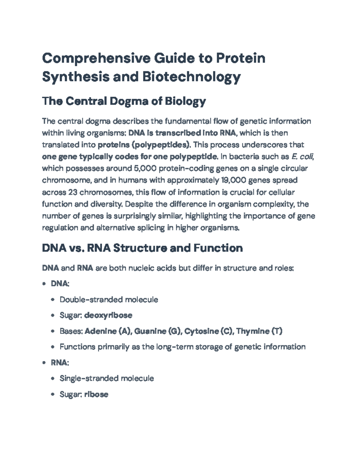 Comprehensive Guide to Protein Synthesis & Biotech Techniques (BIO101 ...