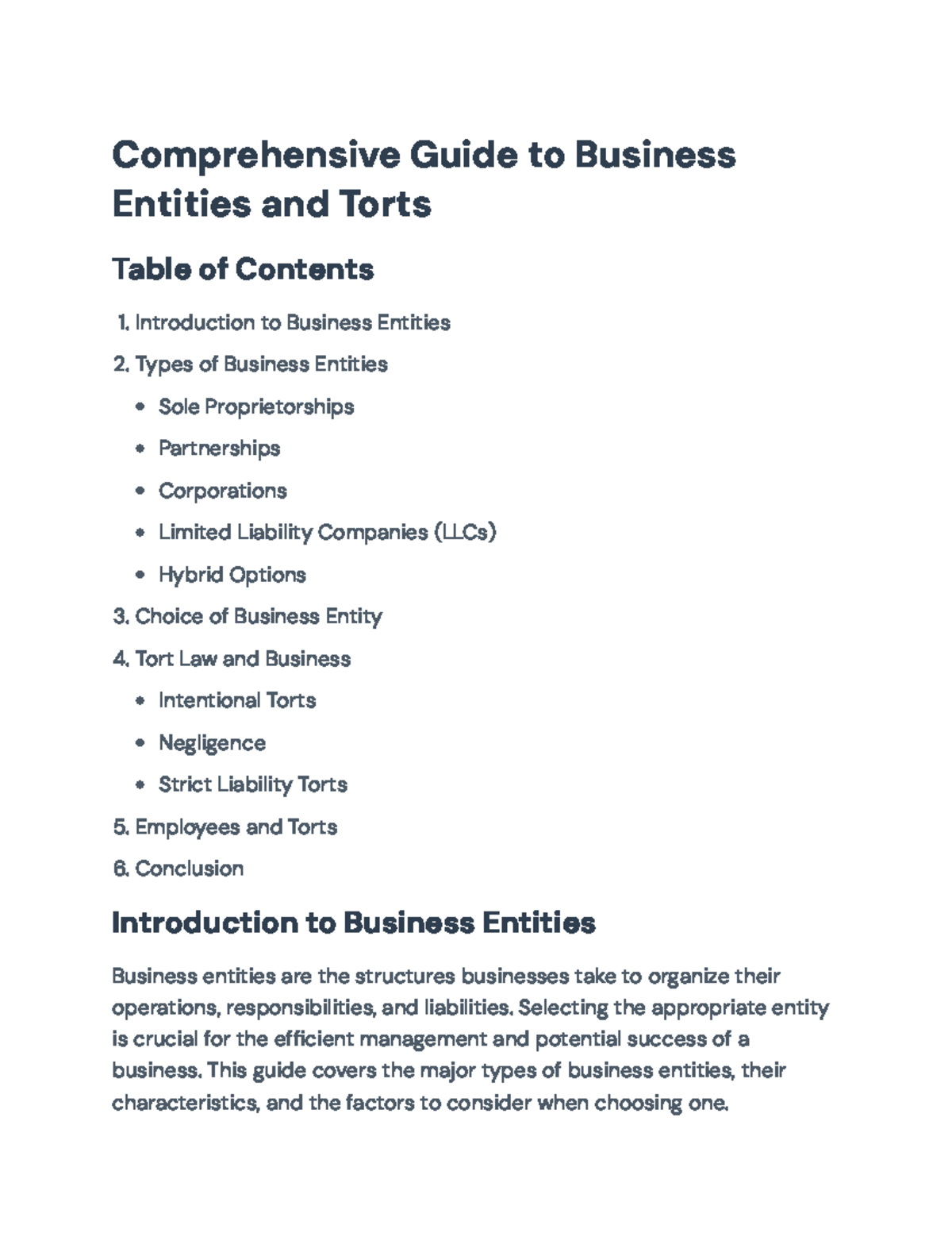 Business Entities and Tort Law: A Comprehensive Guide (Legal 101 ...