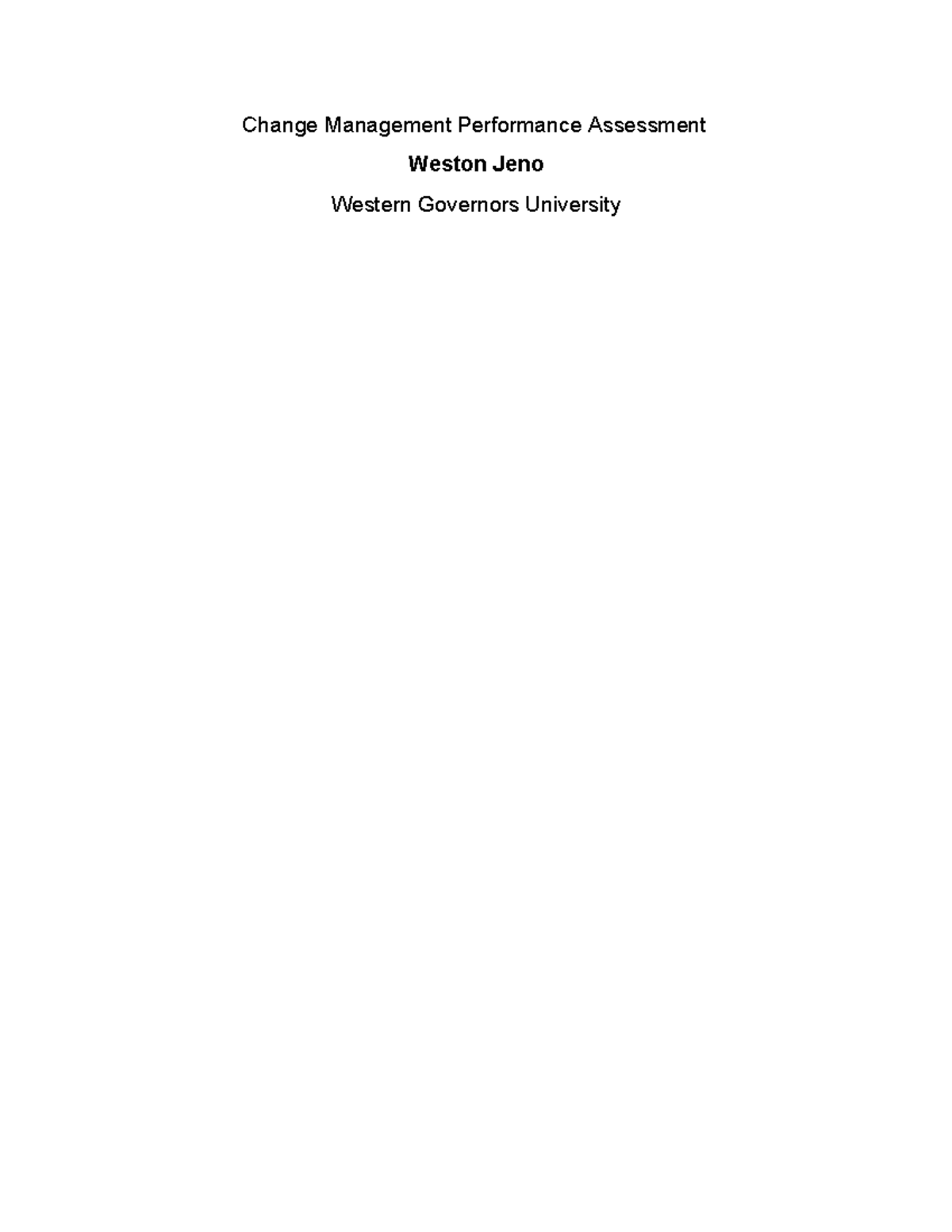 Change Management Performance Assessment: Transitioning to a Learning ...