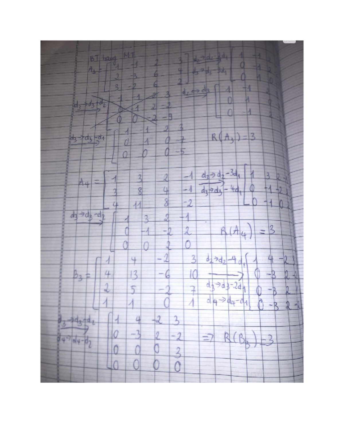 BT Math Advanced Level Matrix Exercises - Studocu