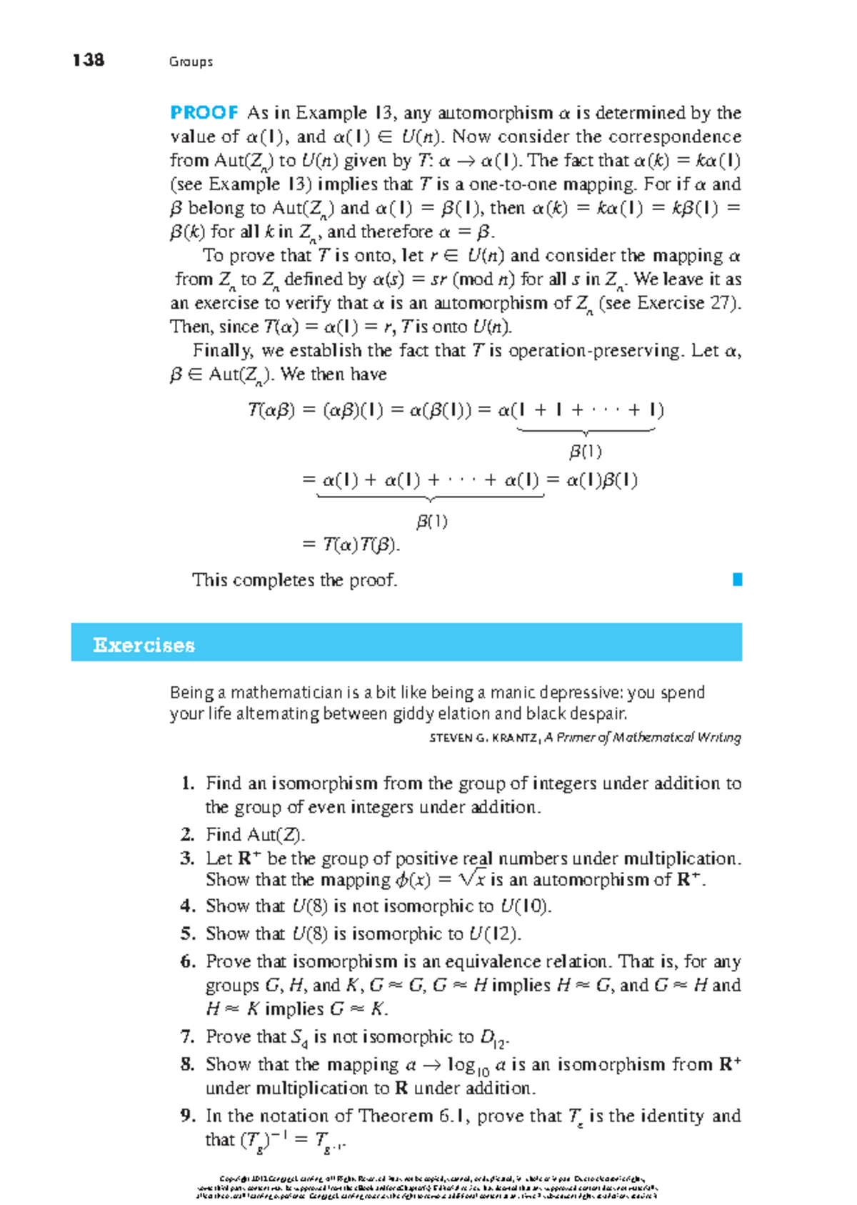 Exercises on Isomorphisms in Group Theory (Math 138) - Studocu