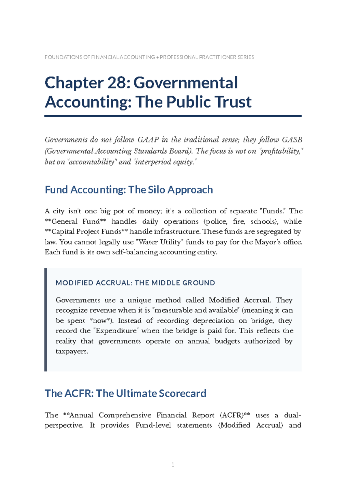 FOUNDATIONS OF FINANCIAL ACCOUNTING: Chapter 28 - Governmental ...