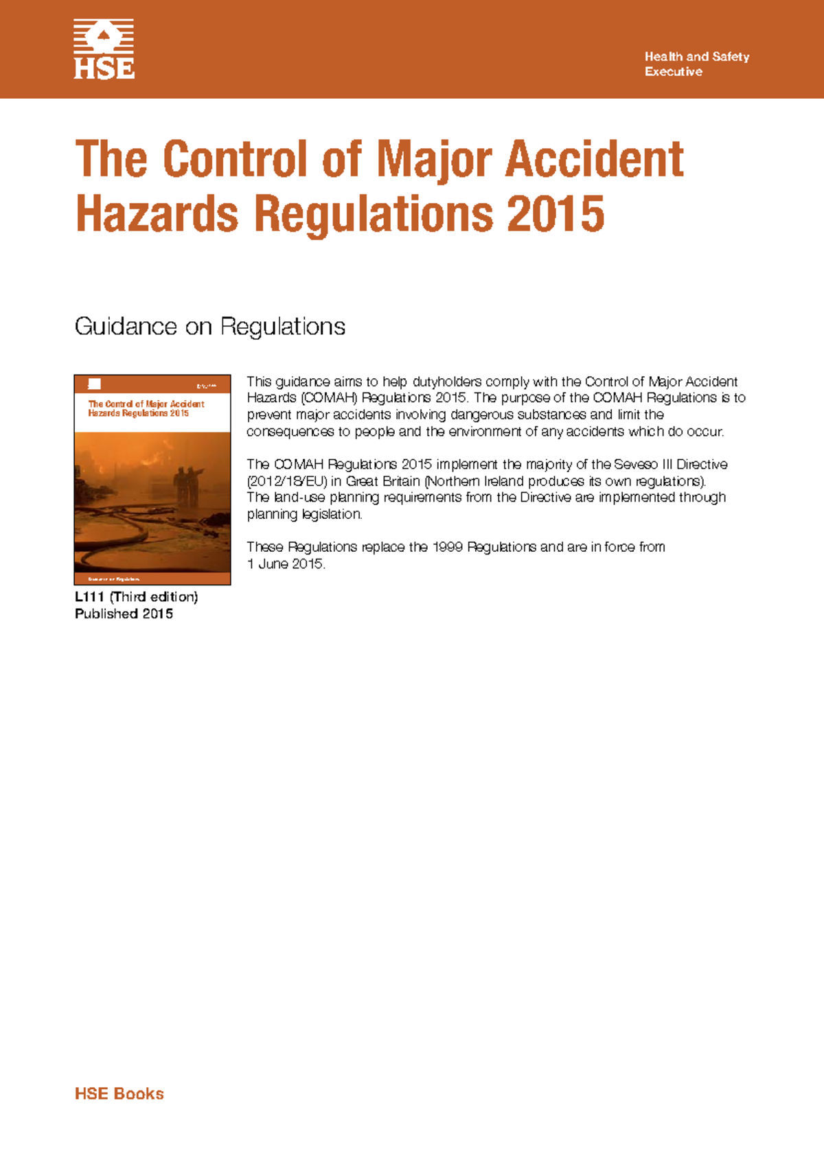 Guía sobre las Regulaciones COMAH de 2015 - Prevención de Accidentes ...