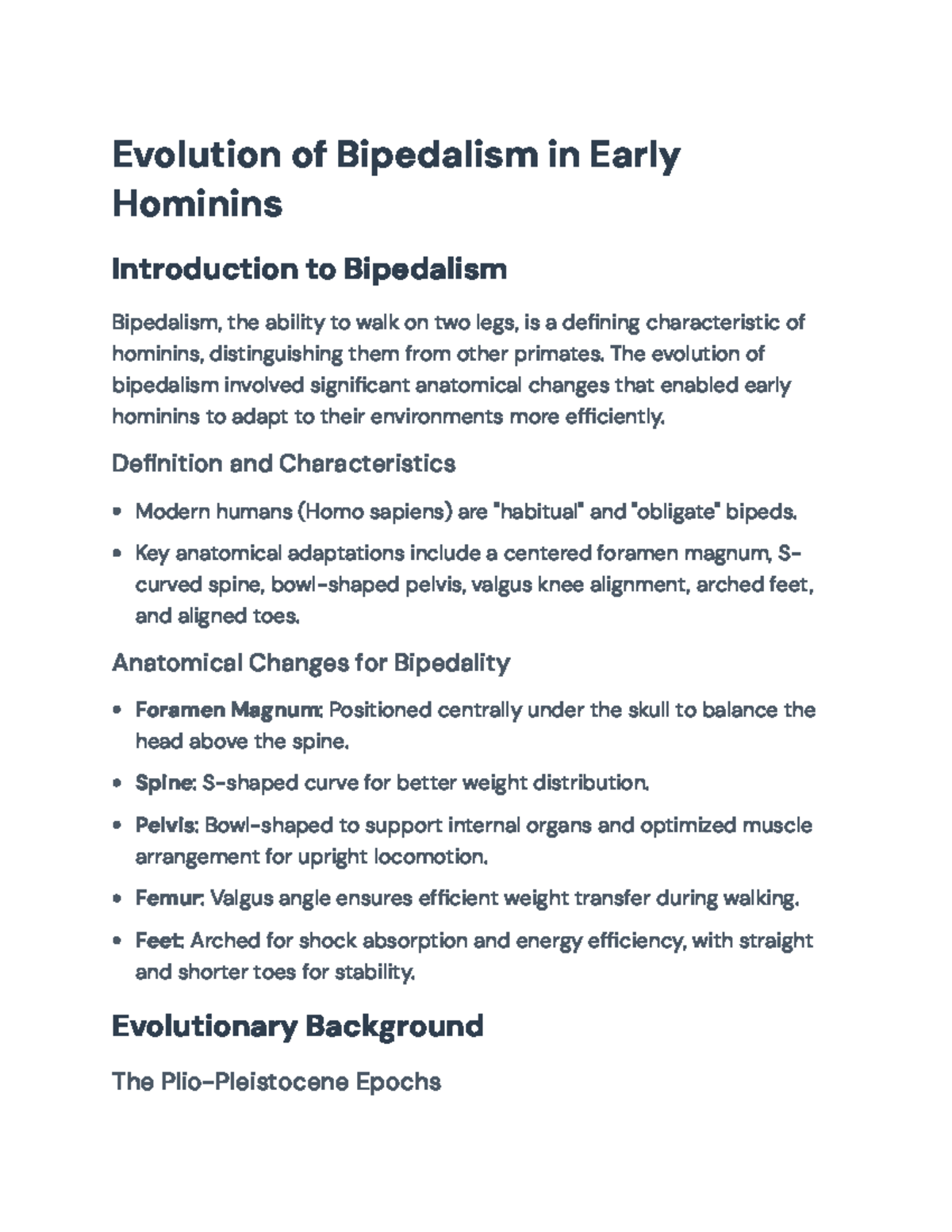 Evolution of Bipedalism in Early Hominins: Anatomy and Adaptations ...