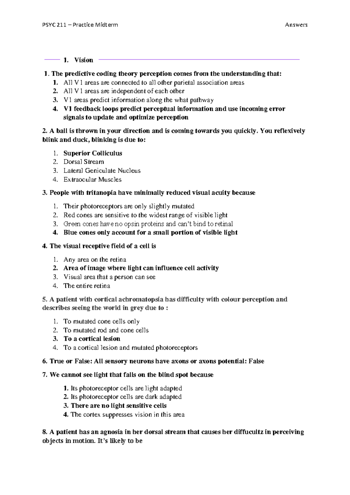 PSYC 211 Practice Midterm 2 - Comprehensive Answer Guide - Studocu