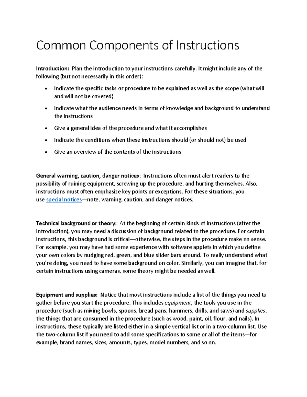 Common Components of Instructions: A Guide to Effective Writing - Studocu