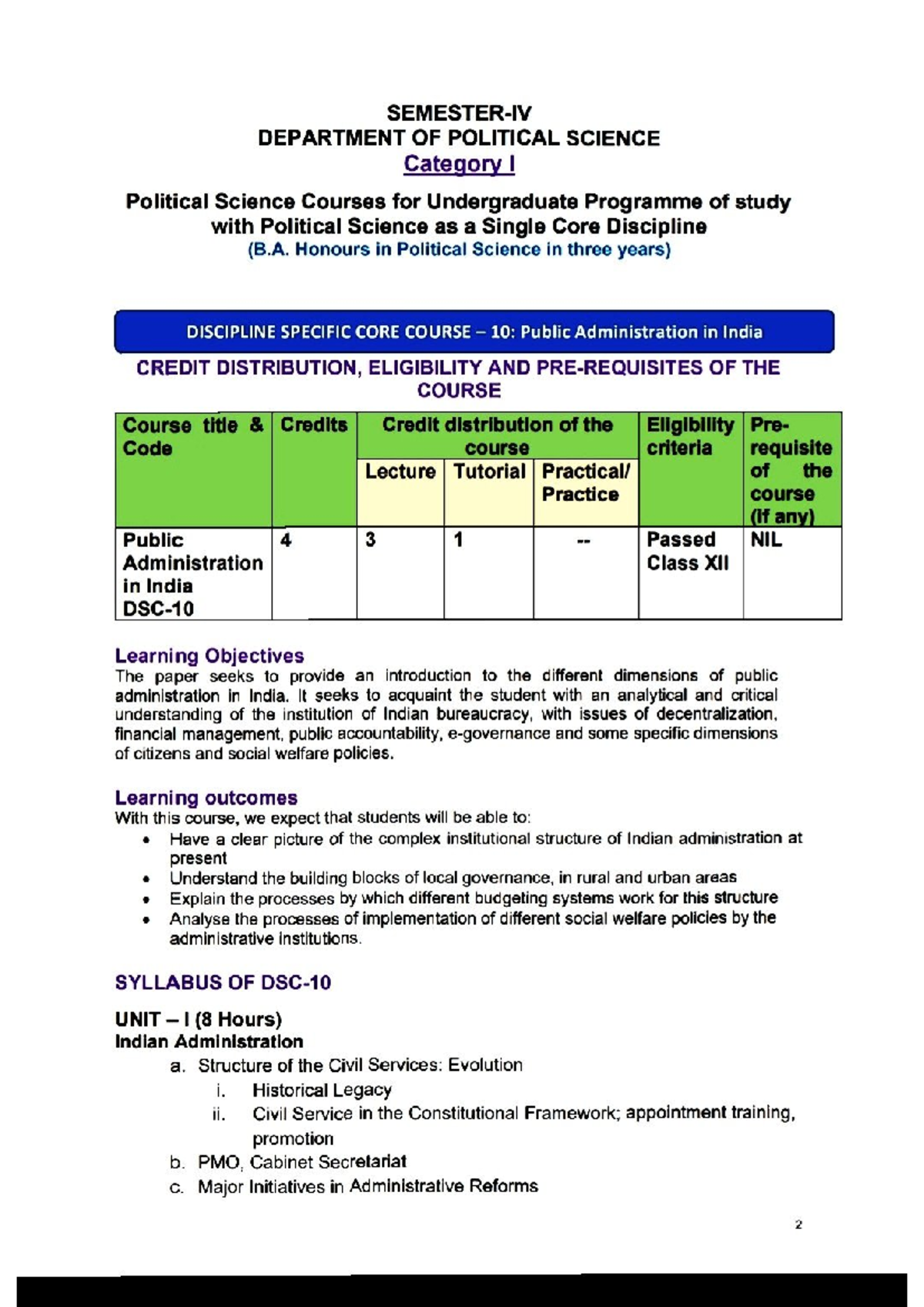 Syllabus for Semester 4: Course Overview and Requirements - Studocu