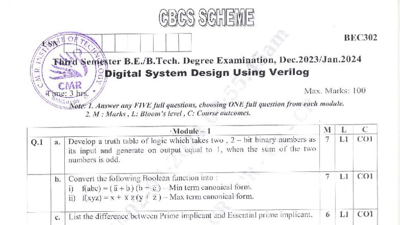 BEC302 Digital System Design Using Verilog - Jan-Feb 2024 Notes - Studocu