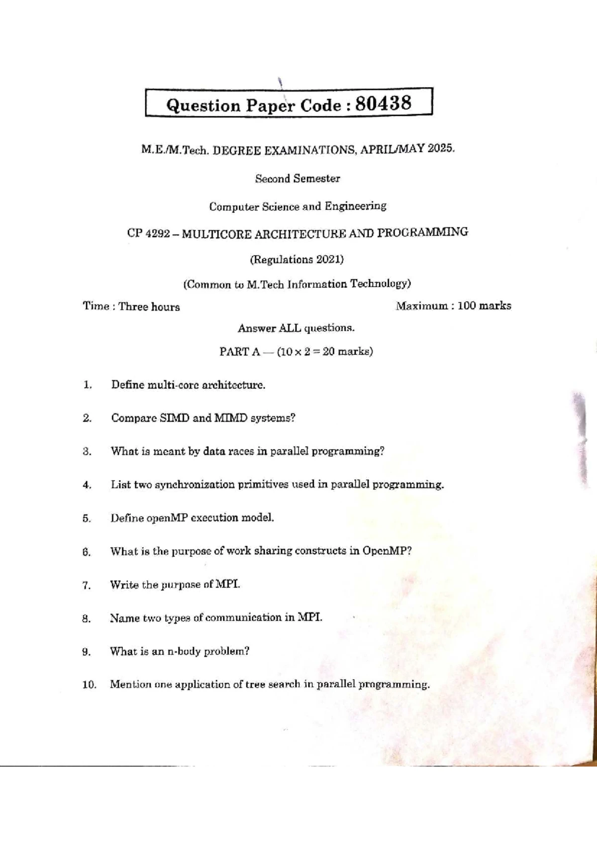CS8083 MCP Notes: Unit IV - Distributed Memory Programming with MPI ...