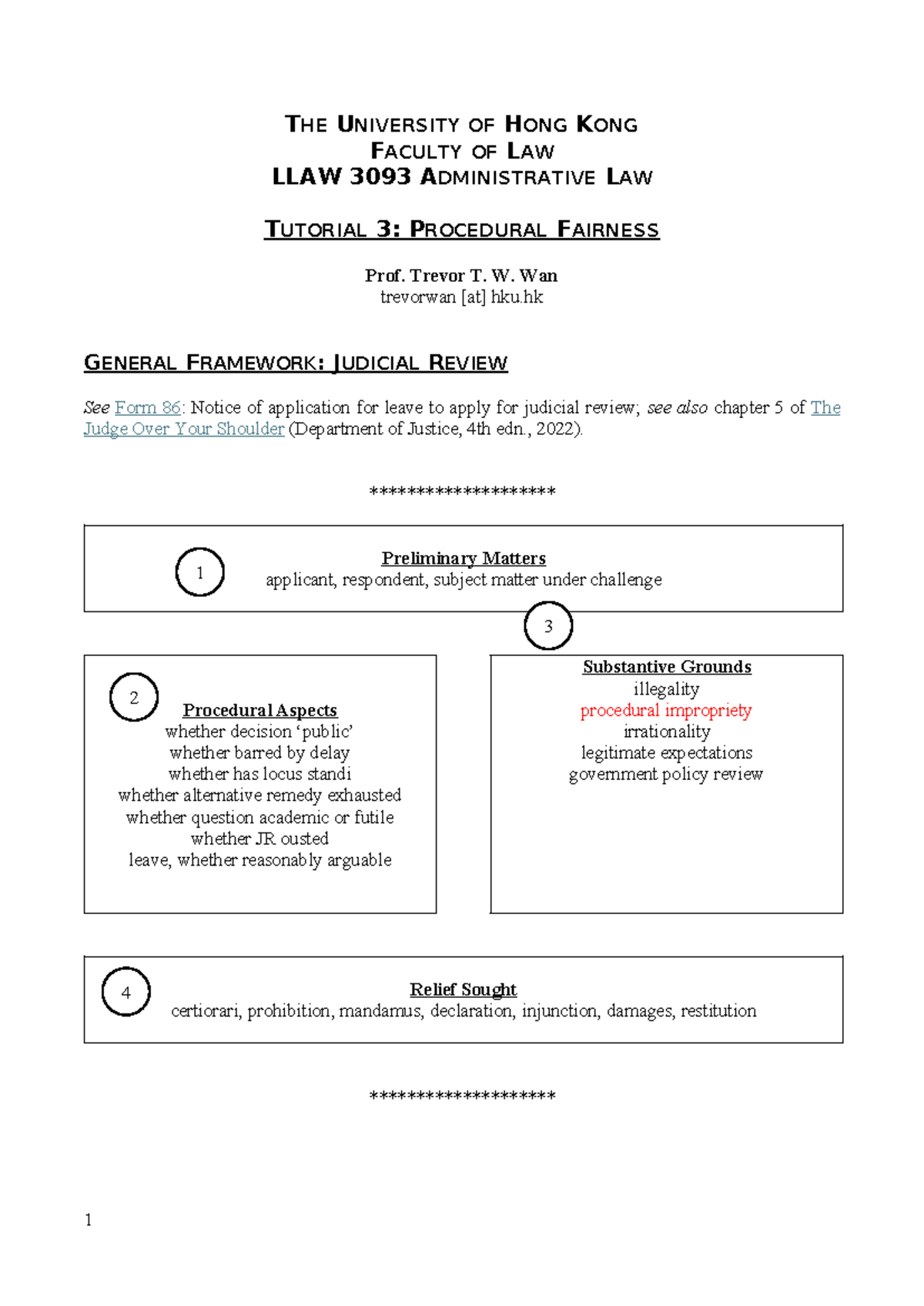 LLAW 3093 Administrative Law Tutorial 3: Procedural Fairness Overview ...