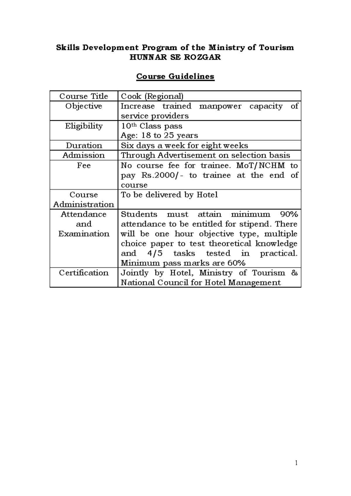 Cook Training Syllabus (Regional) - 8 Week Program Overview - Studocu