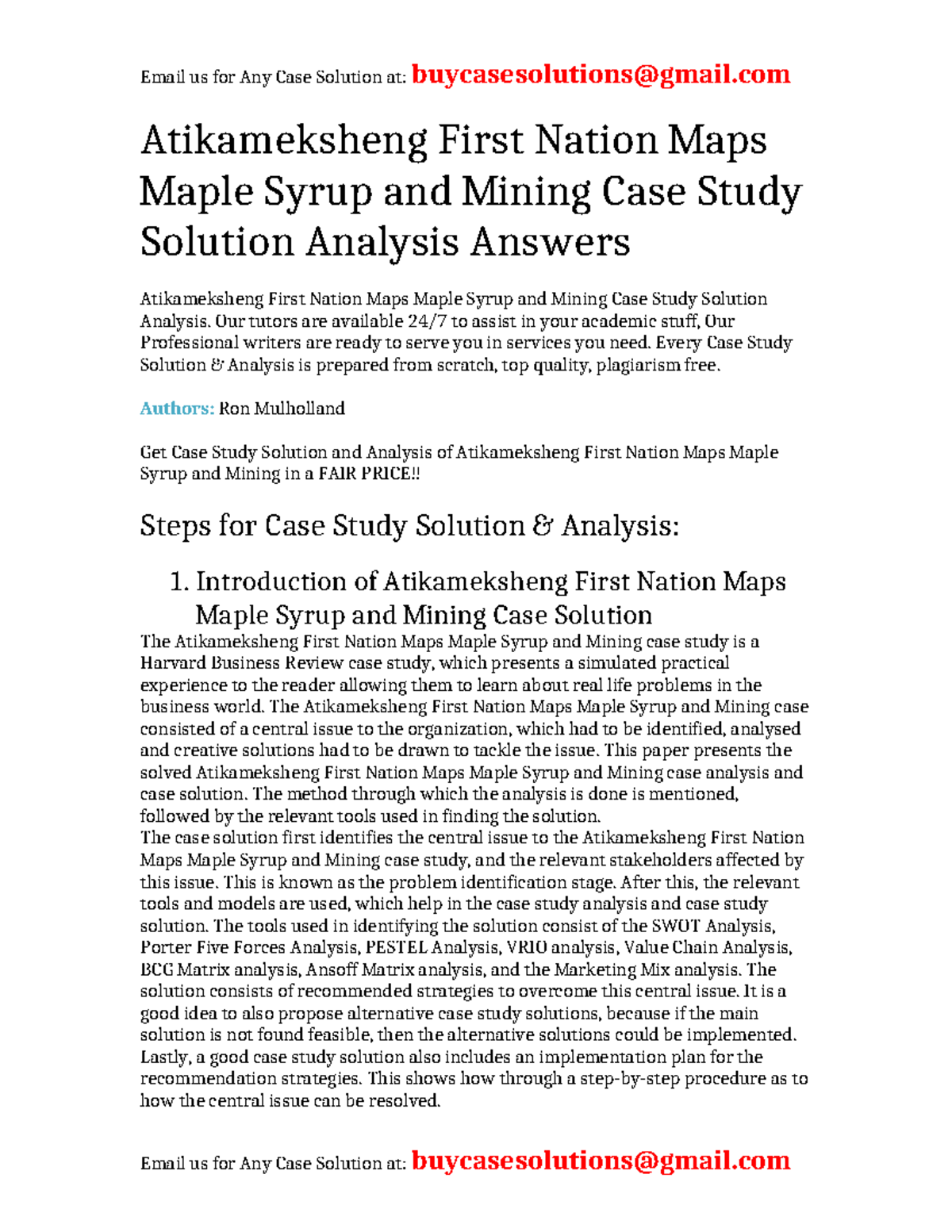 Atikameksheng First Nation Maps: Maple Syrup & Mining Case Study Analysis - Document Preview