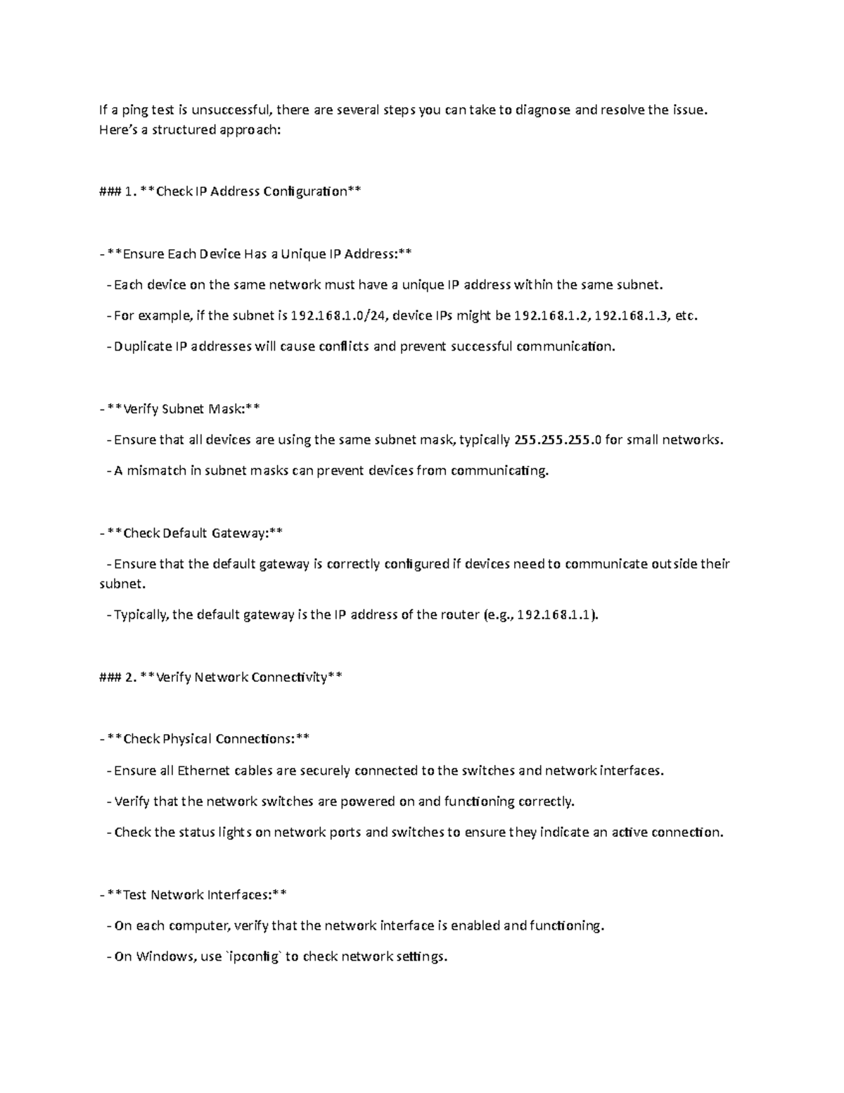 Troubleshooting Unsuccessful Ping Tests: A Comprehensive Guide - Studocu
