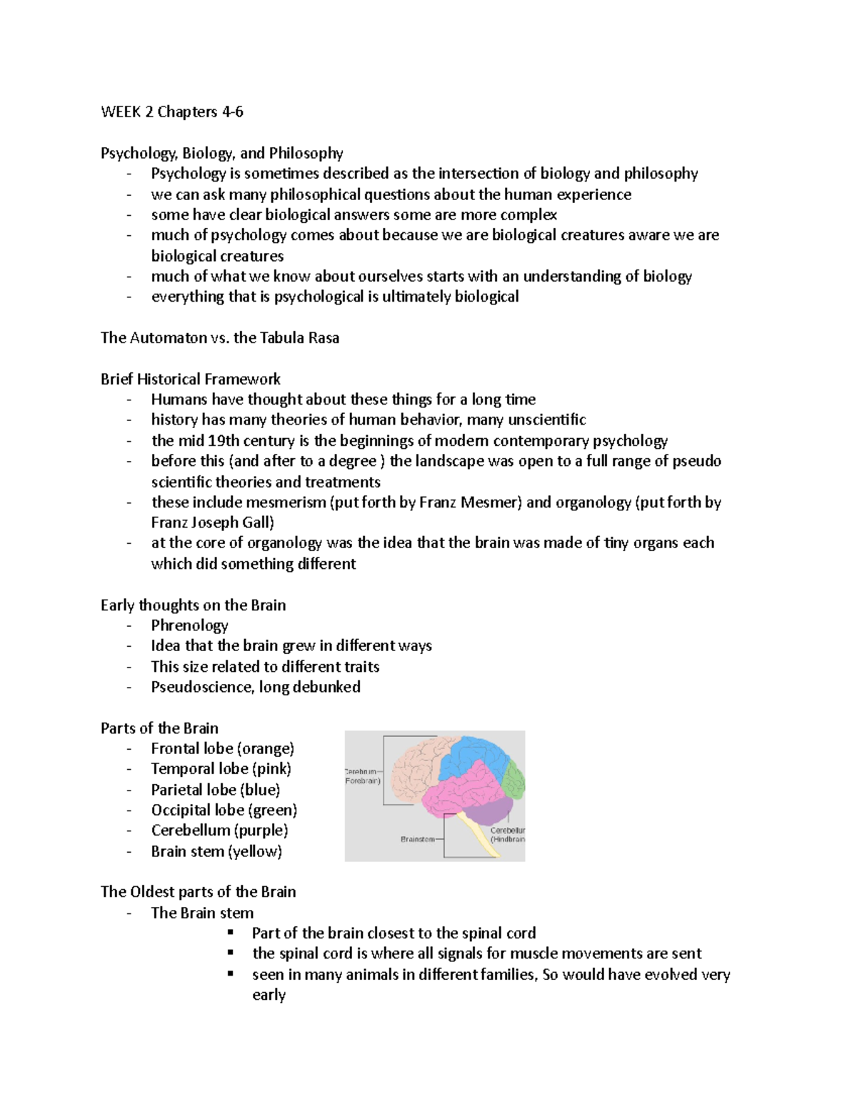 PSY101 WEEK 2 Lecture Notes - WEEK 2 Chapters 4- Psychology, Biology ...