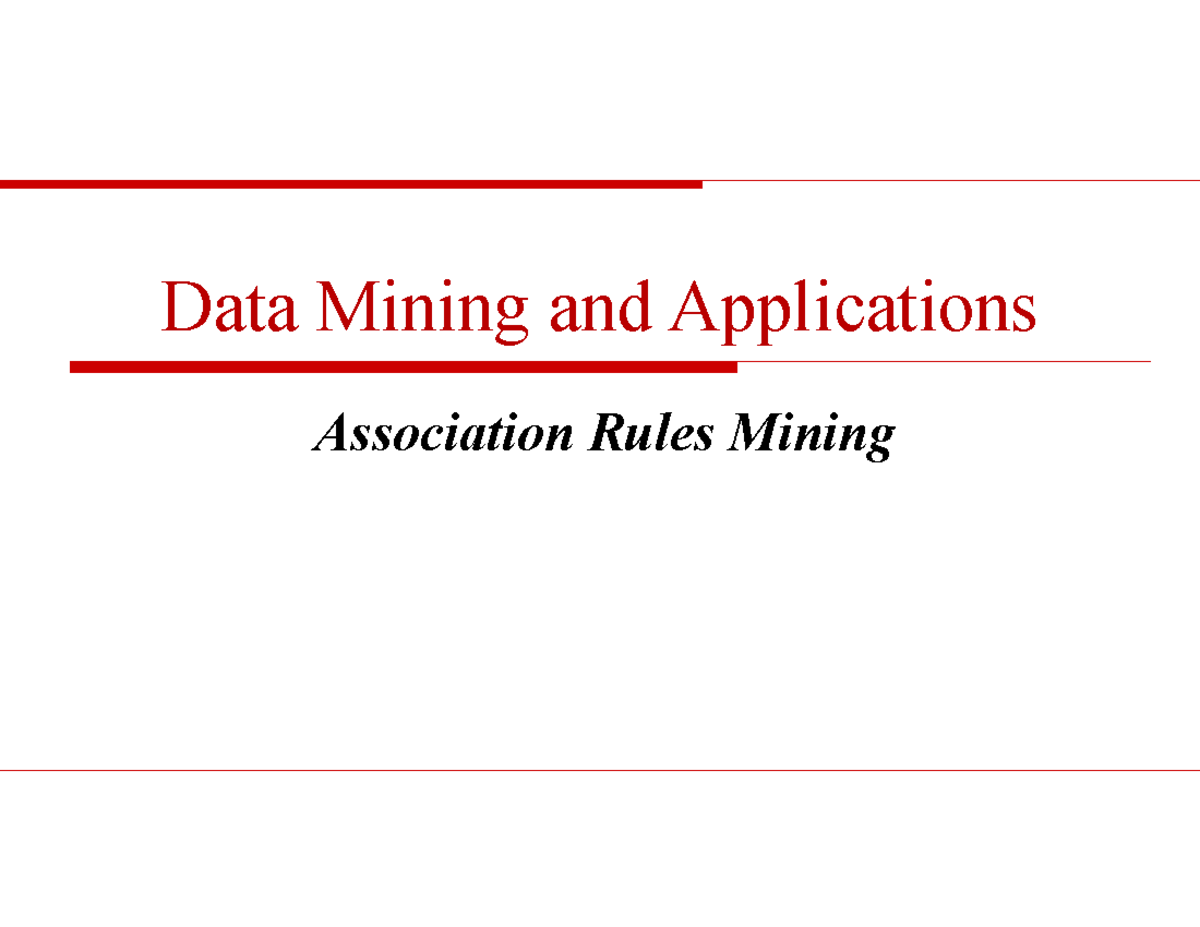 Chap5: Frequent Itemset Mining and Association Rules Analysis - Studocu