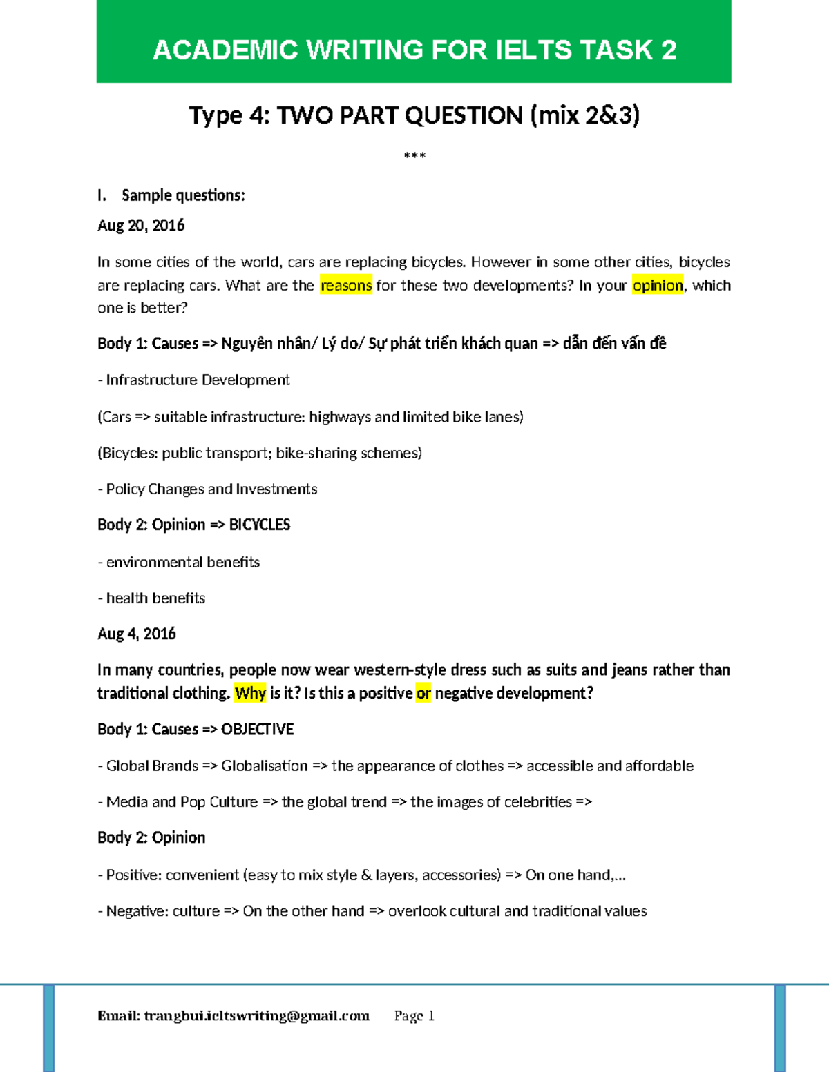 IELTS Academic Writing Task 2: Two-Part Question Guide - Studocu