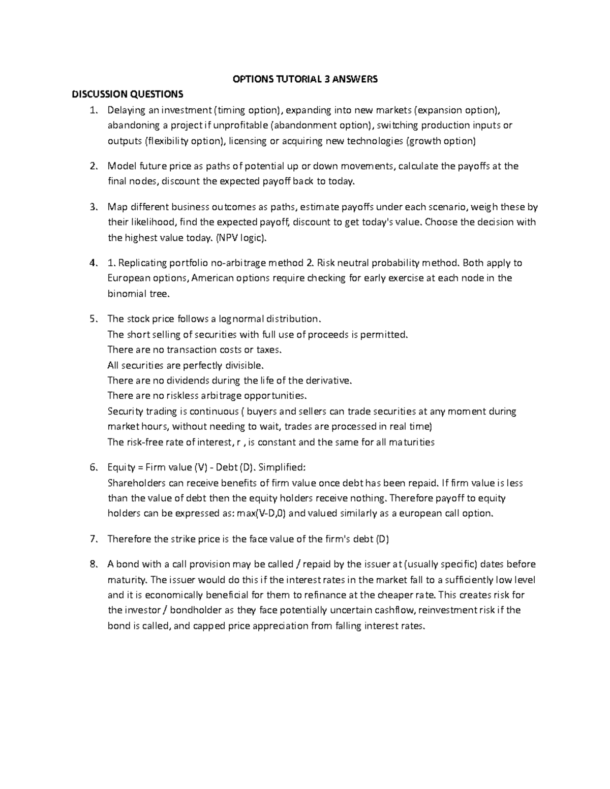 Options Tutorial 3: Investment Strategies & Payoff Calculations - Studocu