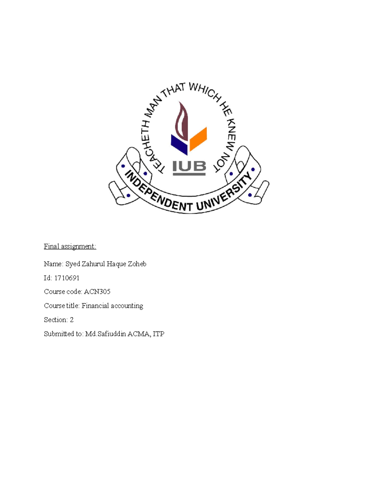 Acn305 final assignment 2 1710691 - Document Preview