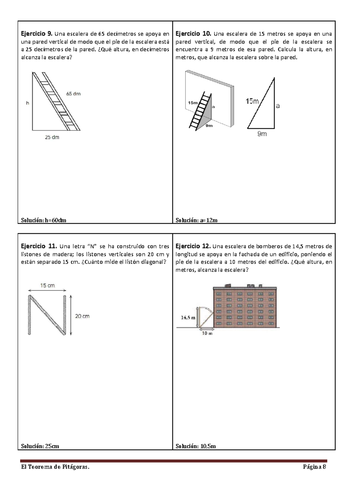Ejercicios de Pitágoras: Escaleras y Alturas (Pitag 8-9) - Studocu