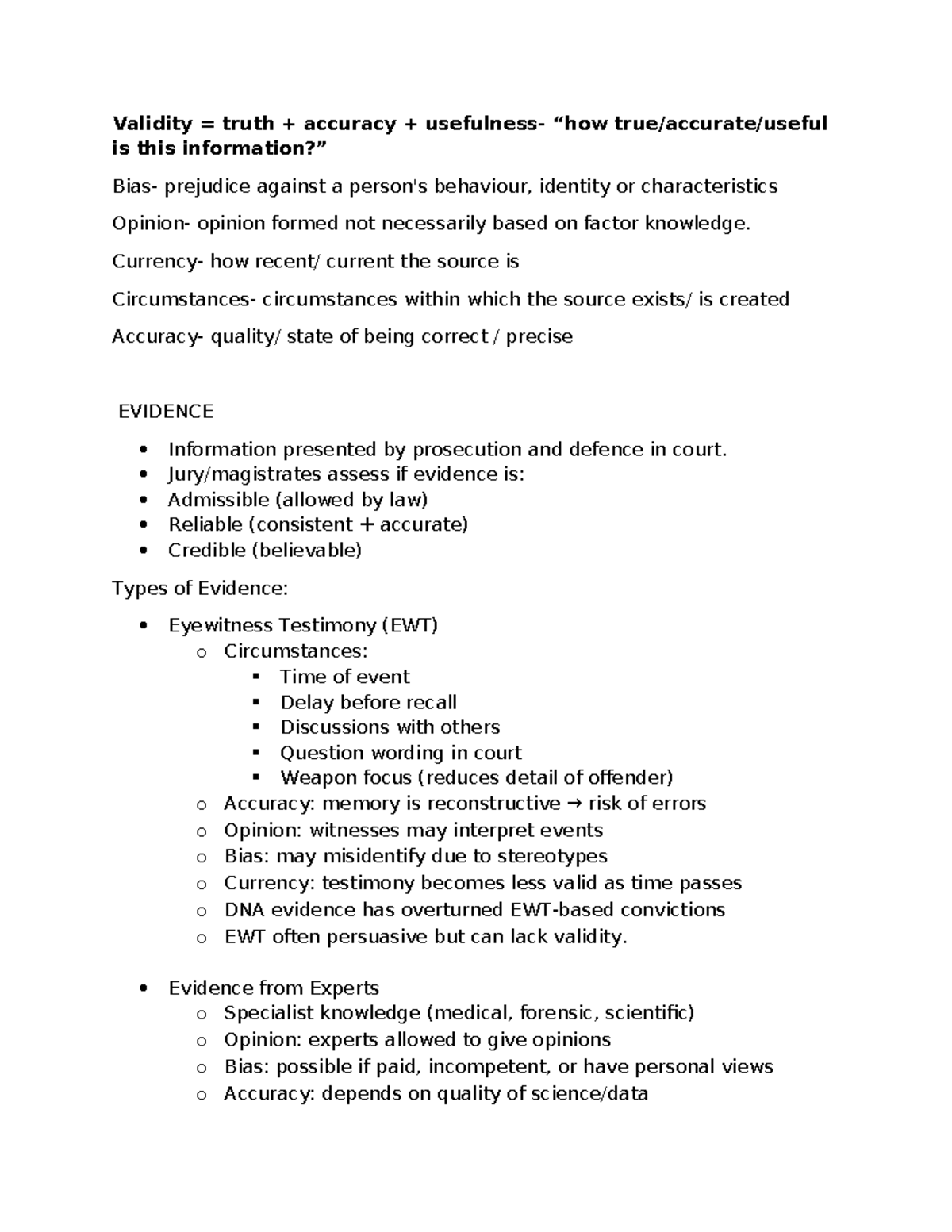 A.C 3 - Coursework on Validity and Evidence in Criminology Unit 3 - Studocu