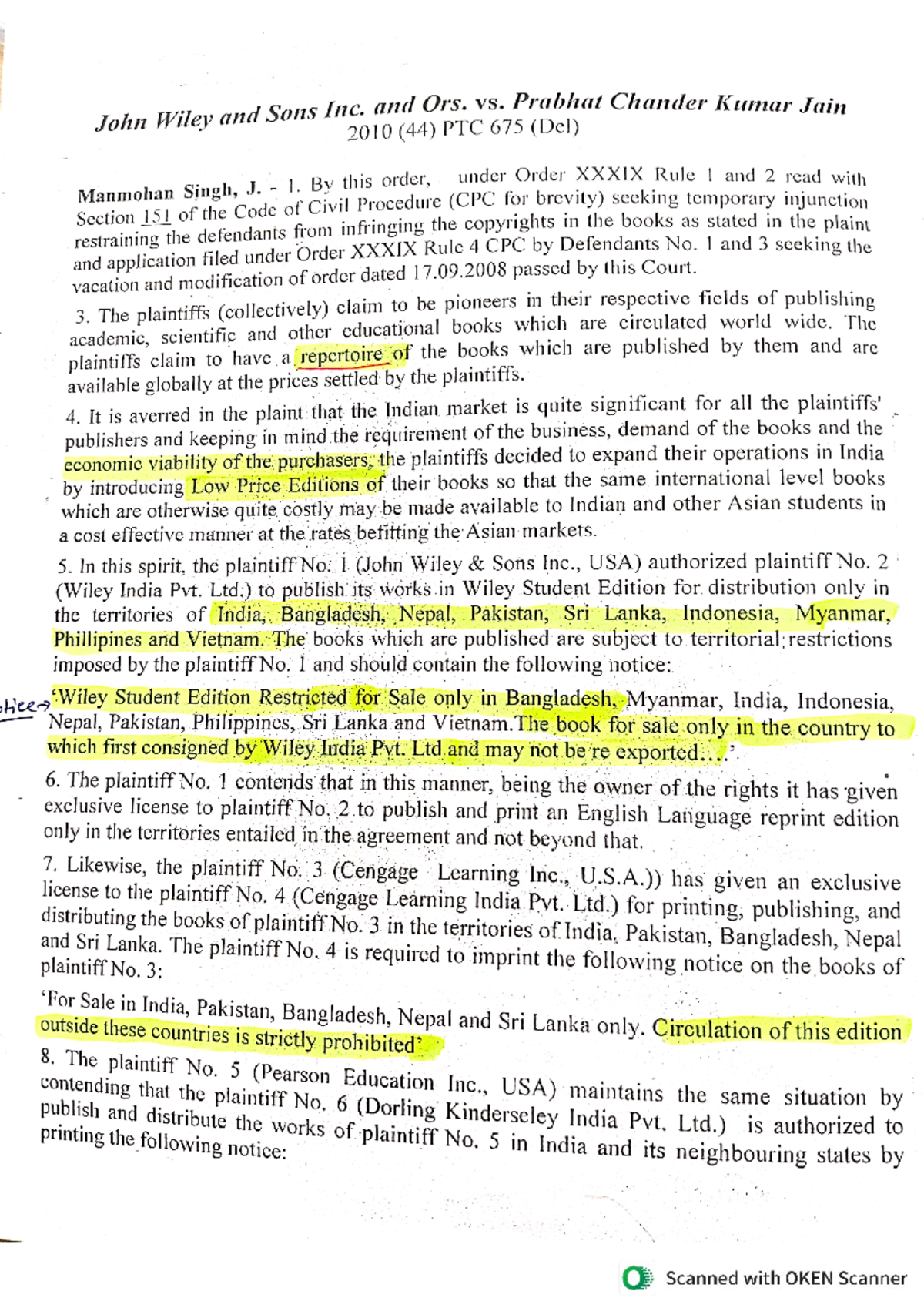 John Wiley & Sons Inc. vs. Prabhat Jain: Copyright Infringement Case ...