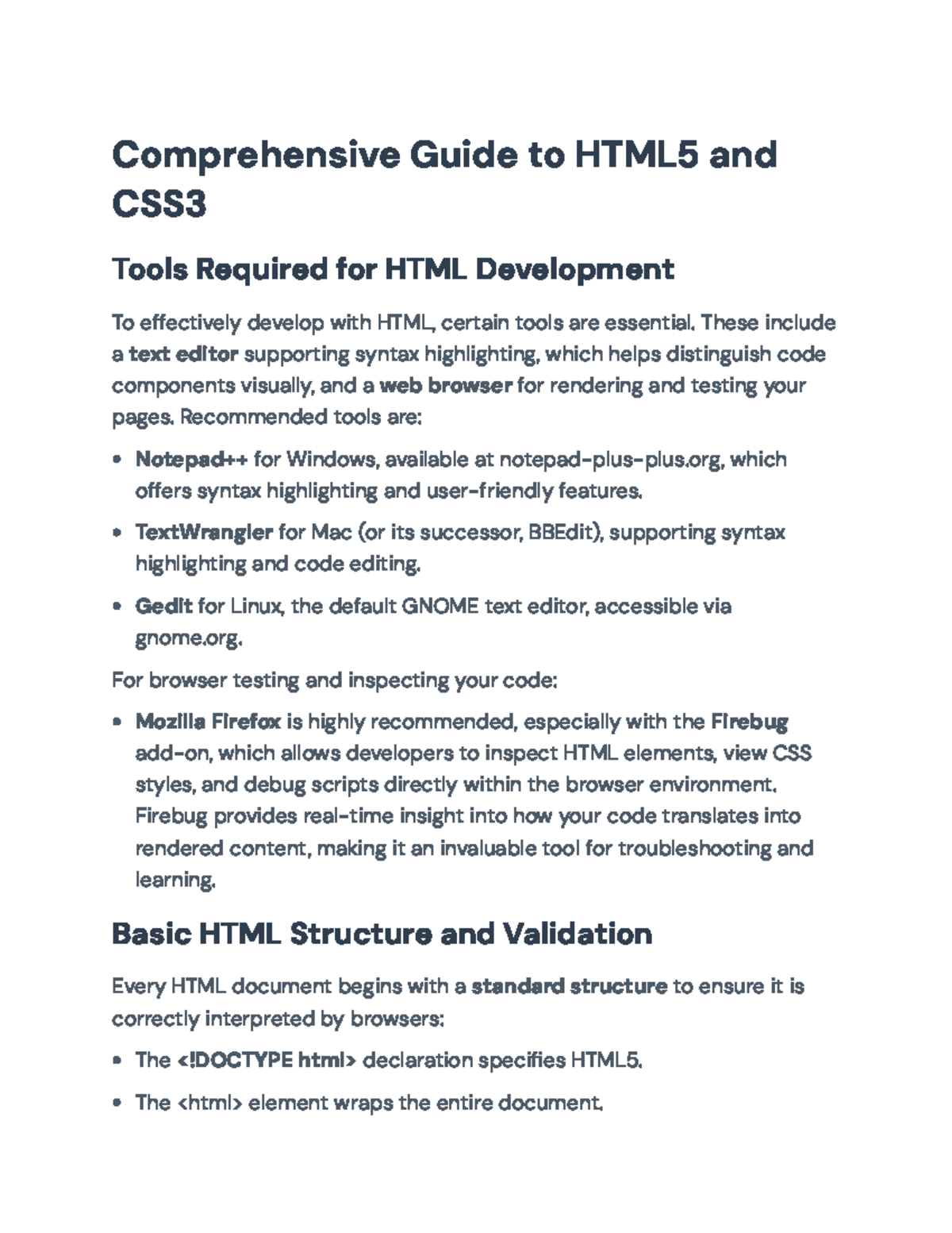 Comprehensive Guide to HTML5 & CSS3 Tools for Web Dev - Studocu